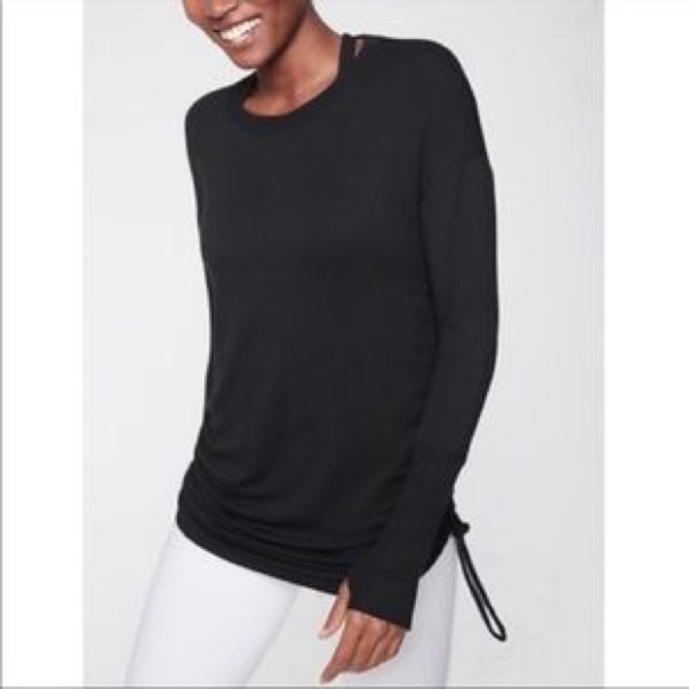 ATHLETA Drishti Modal CINCH DRESS/long sleeve BLACK